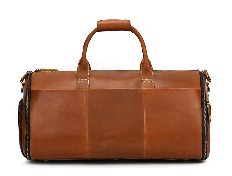 Vintage Mørkebrun Stor Læder Duffle Bag til Mænd