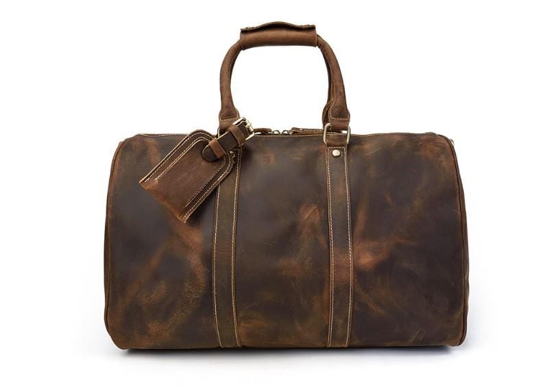 Distressed Brown Men's Leather Luggage Travel Bag Duffle