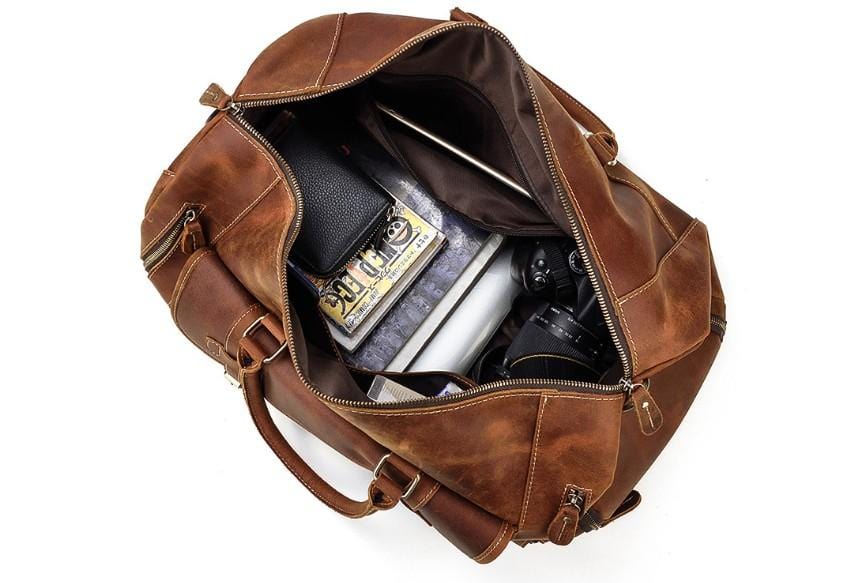 Brown Leather Weekender Bag & Travel Duffel for Men and Women
