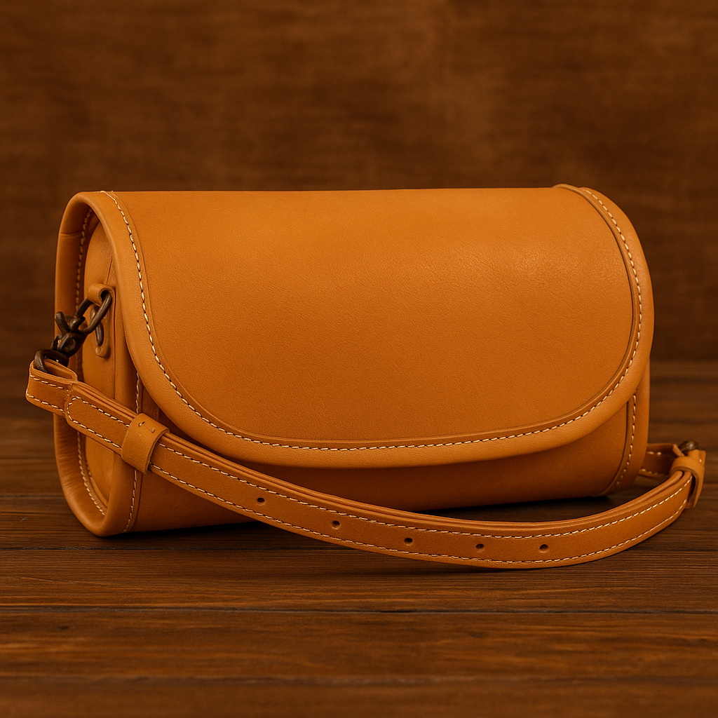 Vintage-style genuine leather crossbody bag for women