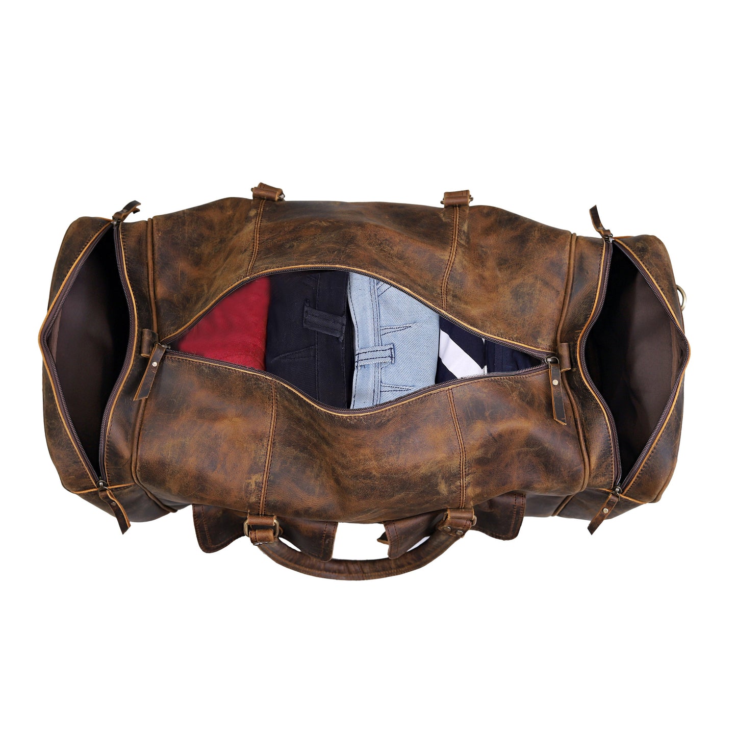 OPALLUXE LEATHER TRAVEL BAG IN VINTAGE BROWN
