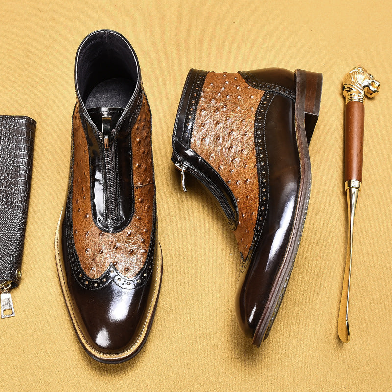 H&L British style retro ostrich leather boots