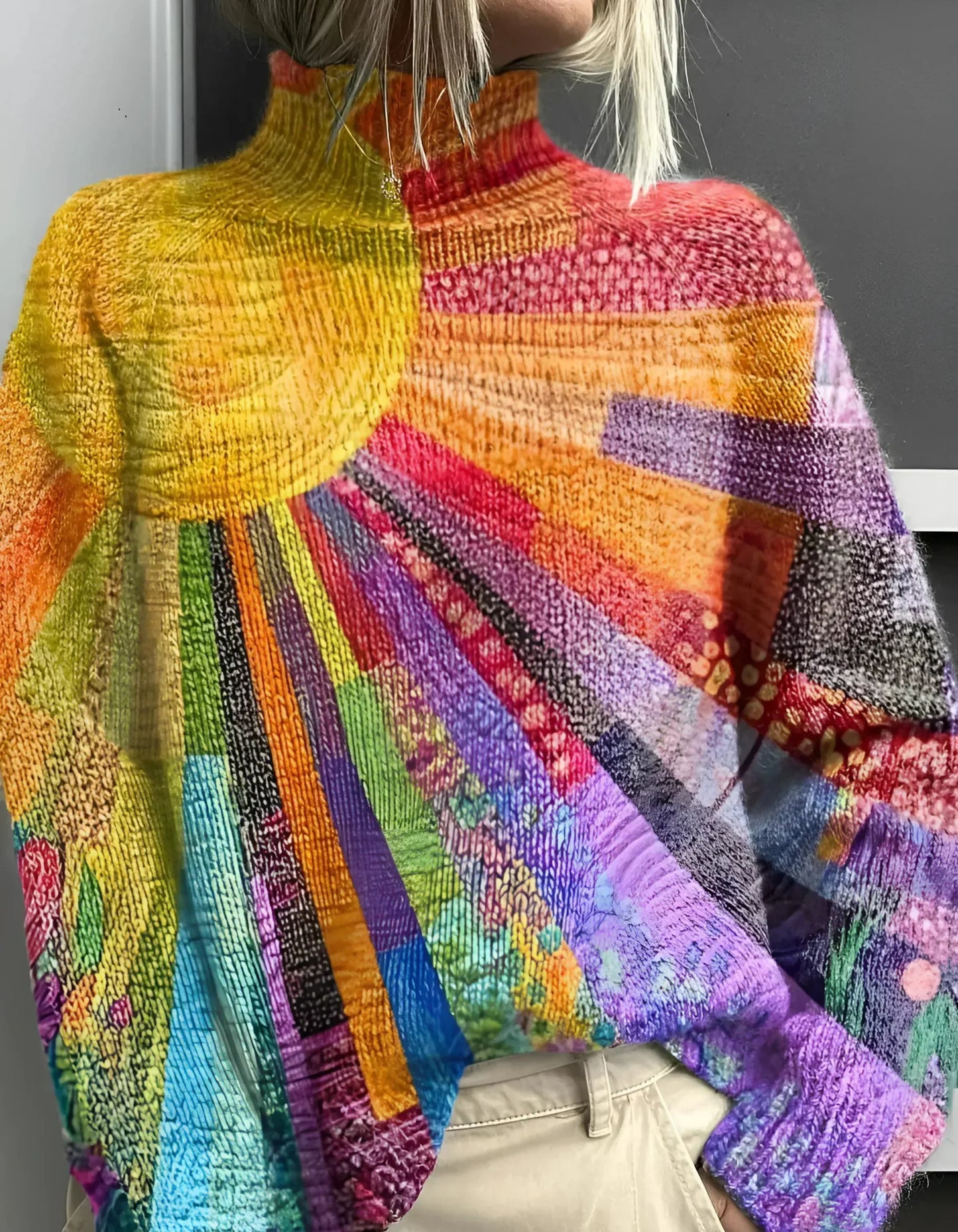 Ada™ - Colourful and Cheerful Roll Neck Jumper