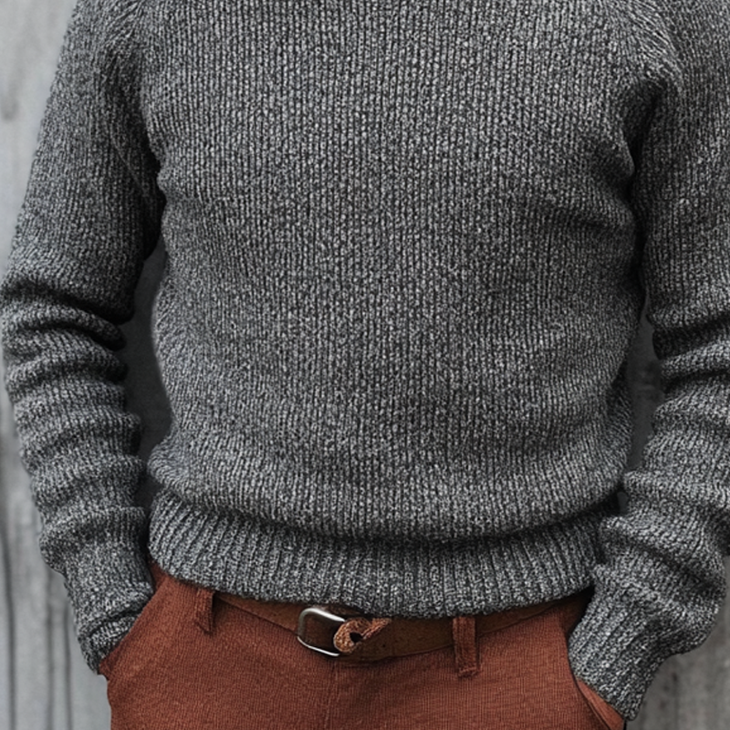 H&L Men's Solid Color Knitted Turtleneck Sweater