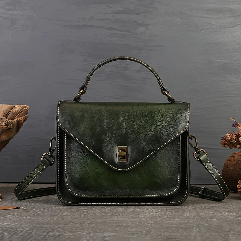 Genuine Leather Women's Retro Postman Crossbody Bag