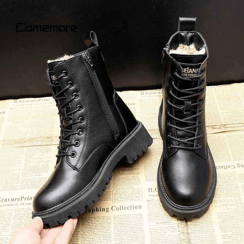 ANDREA™ | Elegant Black Leather Winter Boots