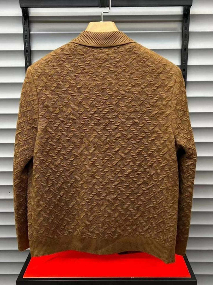 H&L Men's Casual Patterned Sweater Jacket