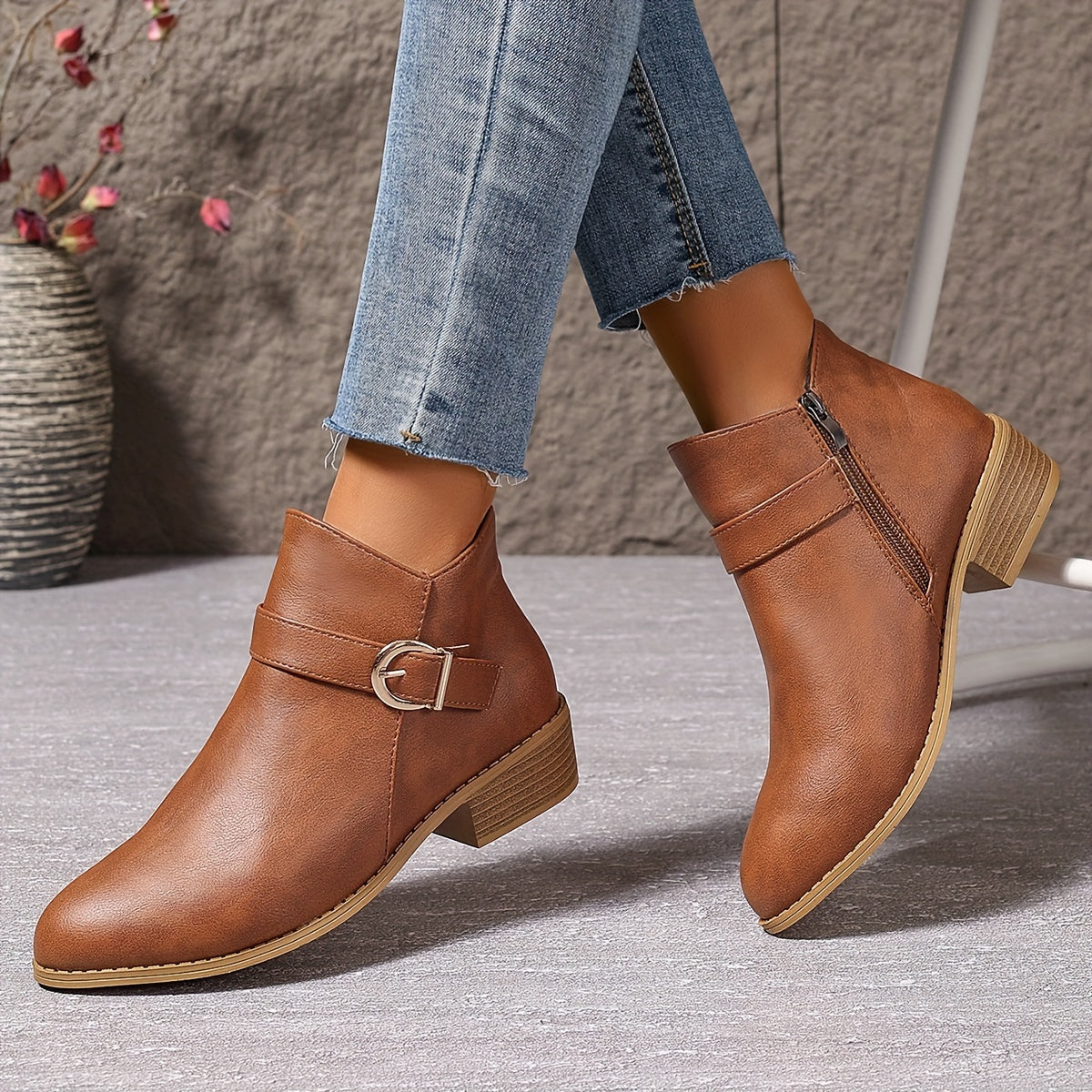 Amélina™ | Comfortable Buckle Ankle Boots for Sensitive Feet