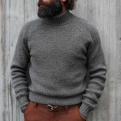 H&L Men's Solid Color Knitted Turtleneck Sweater