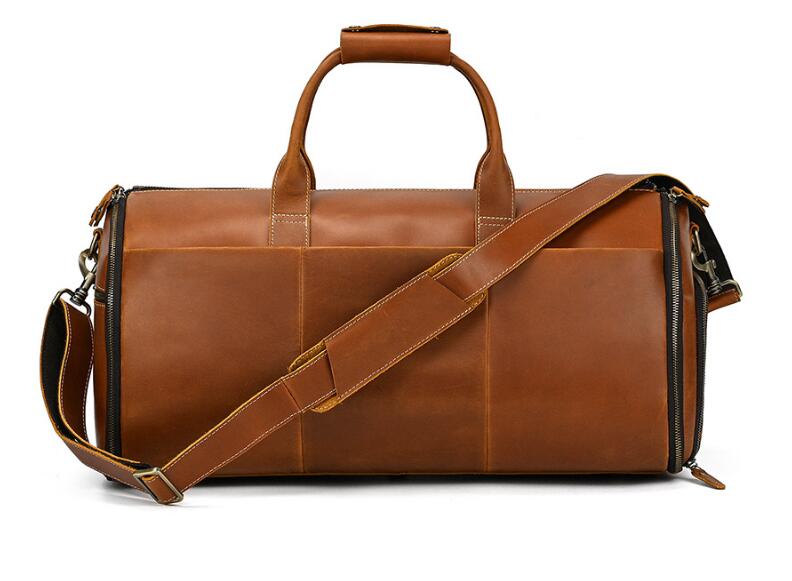 Vintage Dark Brown Large Leather Duffle Bag for Men