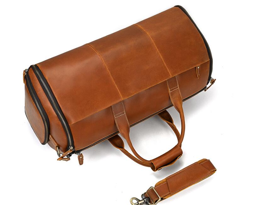 Brun Læder Duffle Bag til Mænd