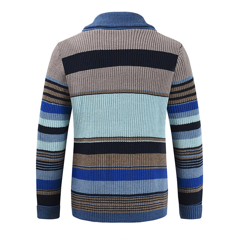 H&L Men's Colorblock Lapel Sweater Jacket