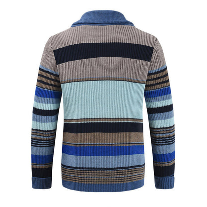 H&L Men's Colorblock Lapel Sweater Jacket