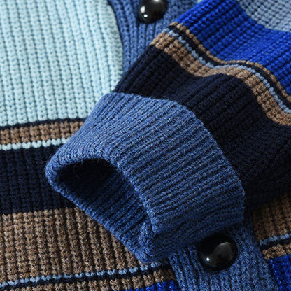 H&L Men's Colorblock Lapel Sweater Jacket