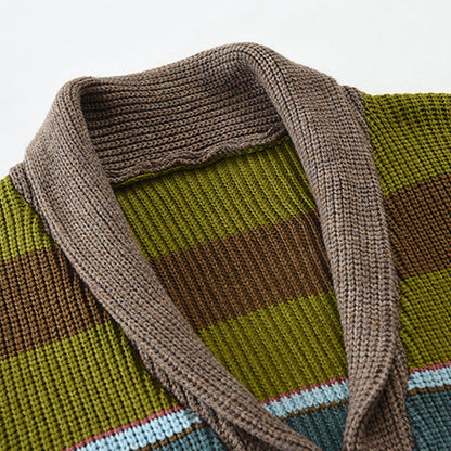 H&L Men's Colorblock Lapel Sweater Jacket