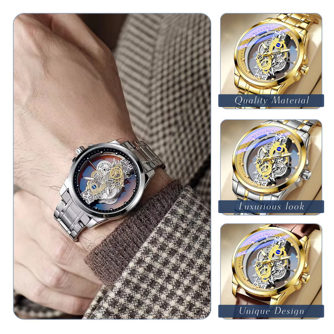 Rio™ | Hollow Double-sided Dial Skeleton Quartz Watch | 42mm