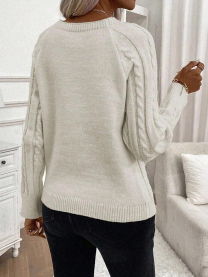 Victoria™ | Button-Detail Cable Knit Jumper