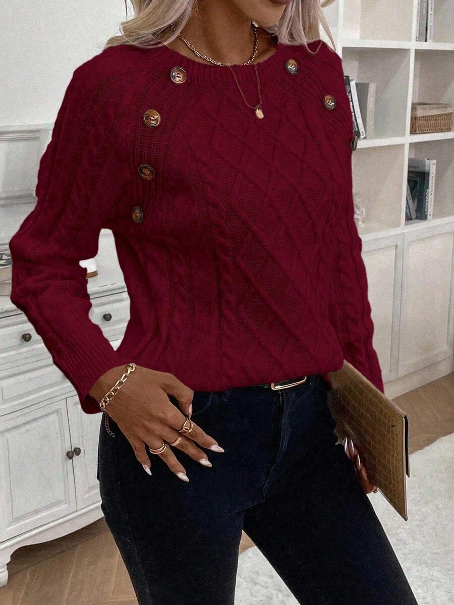 Victoria™ | Knapdetalje Kabelstriktrøje