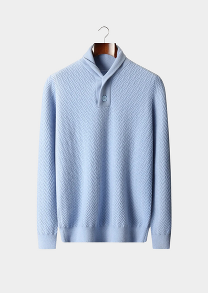 PREMIUM CASHMERE ZIGZAG BUTTON SWEATER