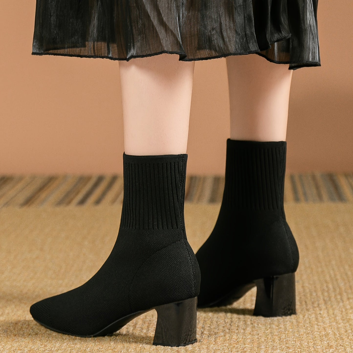 Paulette™ – Comfortable knitted ankle boots with a stable and soft heel