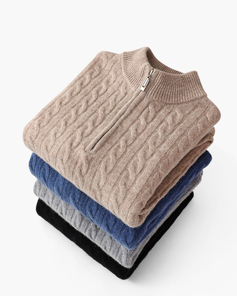 100% Cashmere Vævet Halv Lynlås