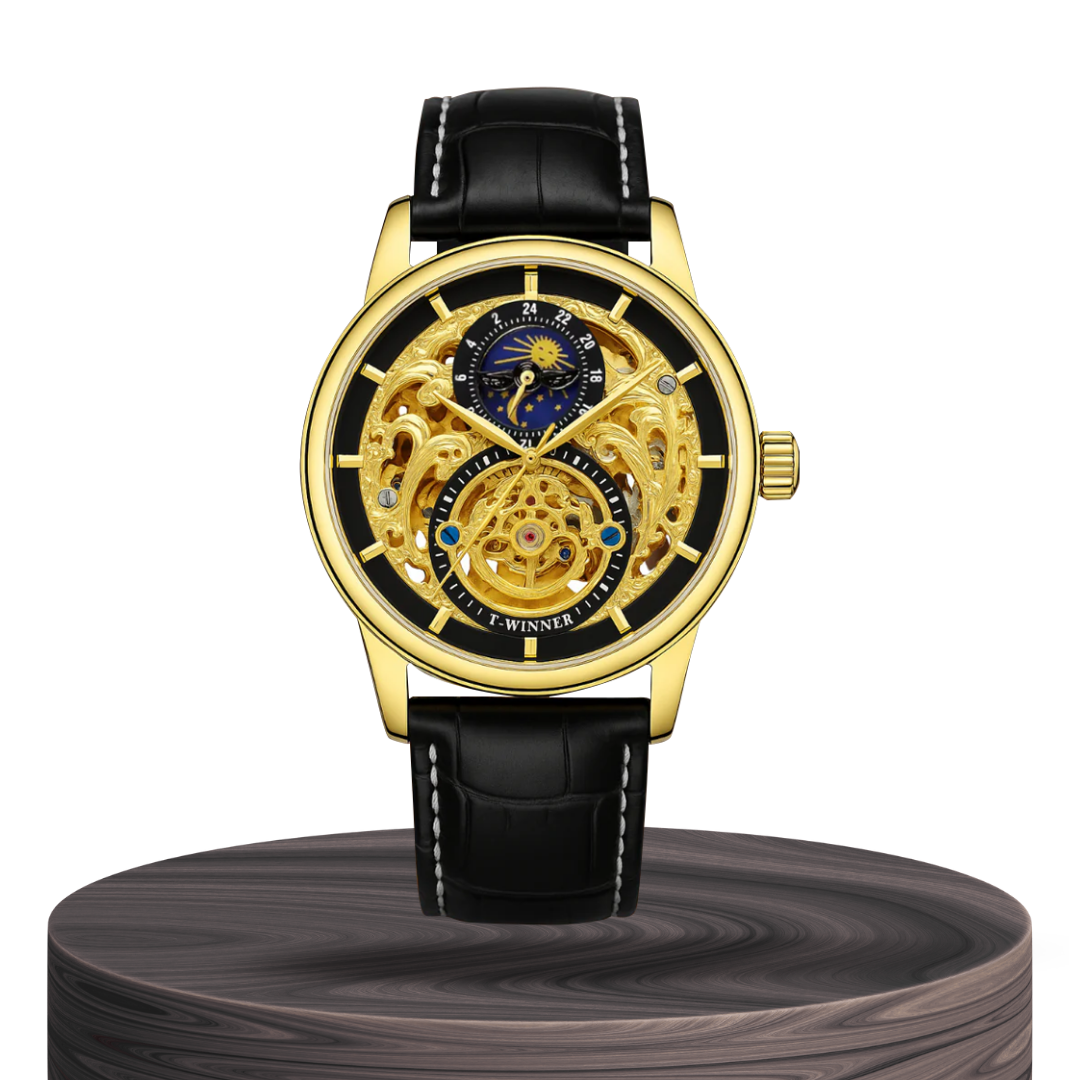 Blake™ | Mechanical Skeleton Watch with Moon Phase Display | 44mm
