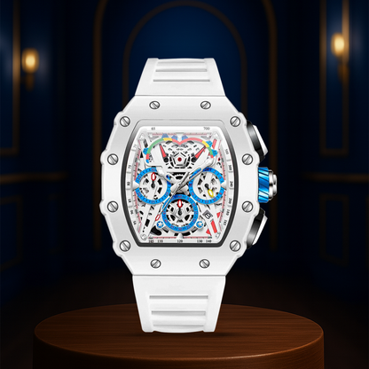 Cairo | Colour-Popped Skeleton Dial Futuristic Watch | 41mm