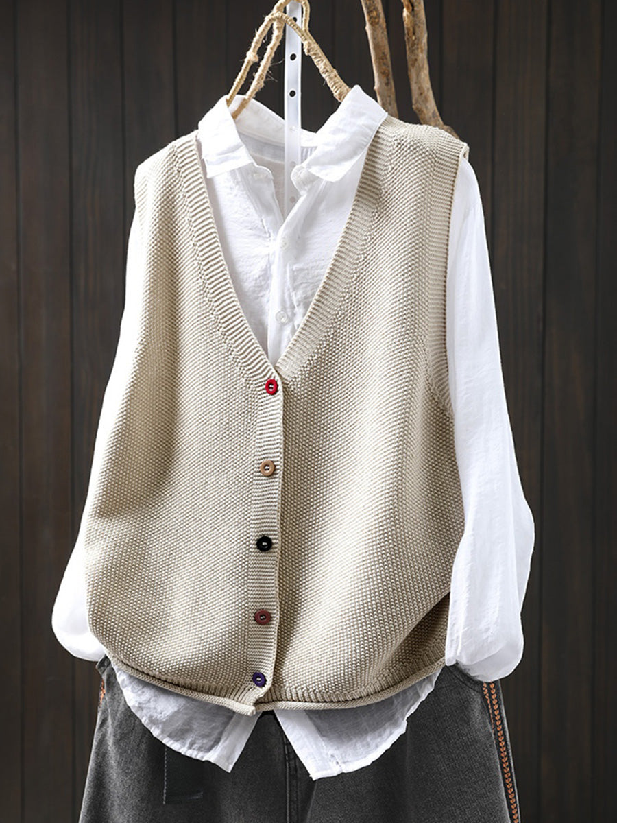 Victoria™ | Autumn Artistic Pure Colour V-Neck Knitted Cardigan