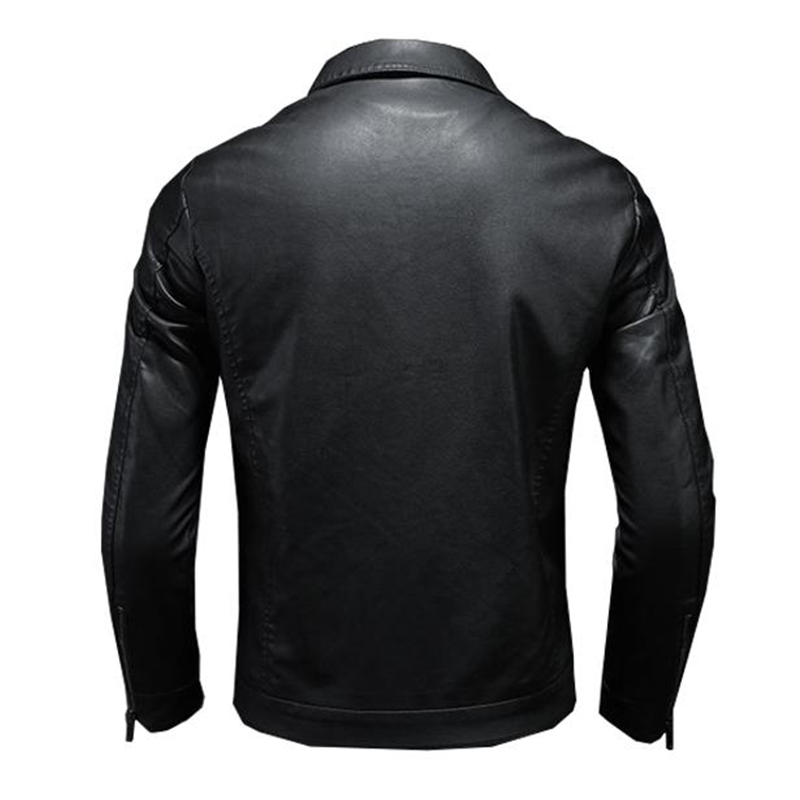 H&L Men's Lapel Leather Biker Jacket