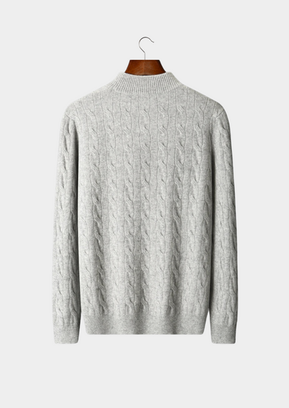 PURE EXTRA-FINE MERINO WOOL CABLE HALF ZIP