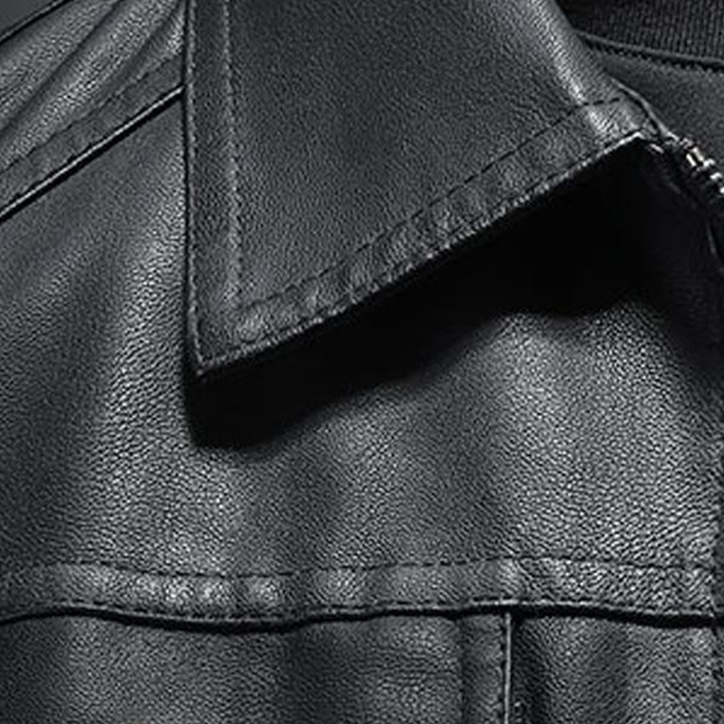 H&L Men's Lapel Leather Biker Jacket