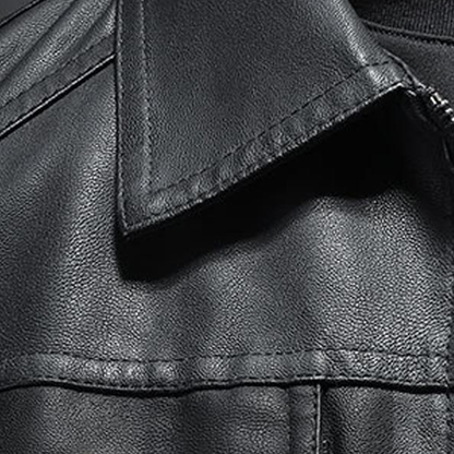 H&L Men's Lapel Leather Biker Jacket