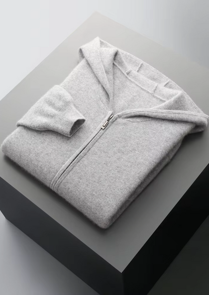 PURE EXTRA-FINE MERINO WOOL ZIPPER HOODIE