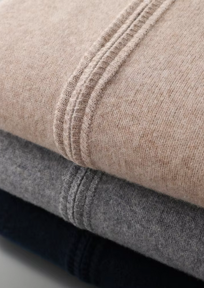 PURE EXTRA-FINE MERINO WOOL TWO-TONE ZIP CARDIGAN