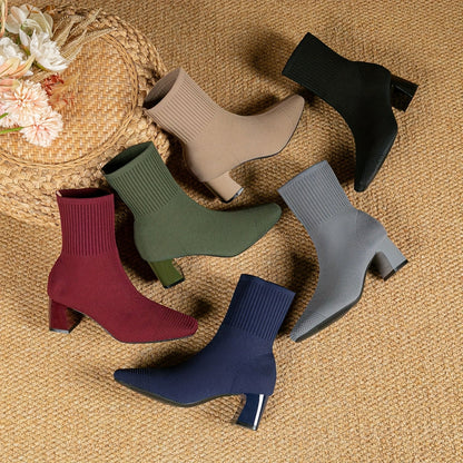 Paulette™ – Comfortable knitted ankle boots with a stable and soft heel