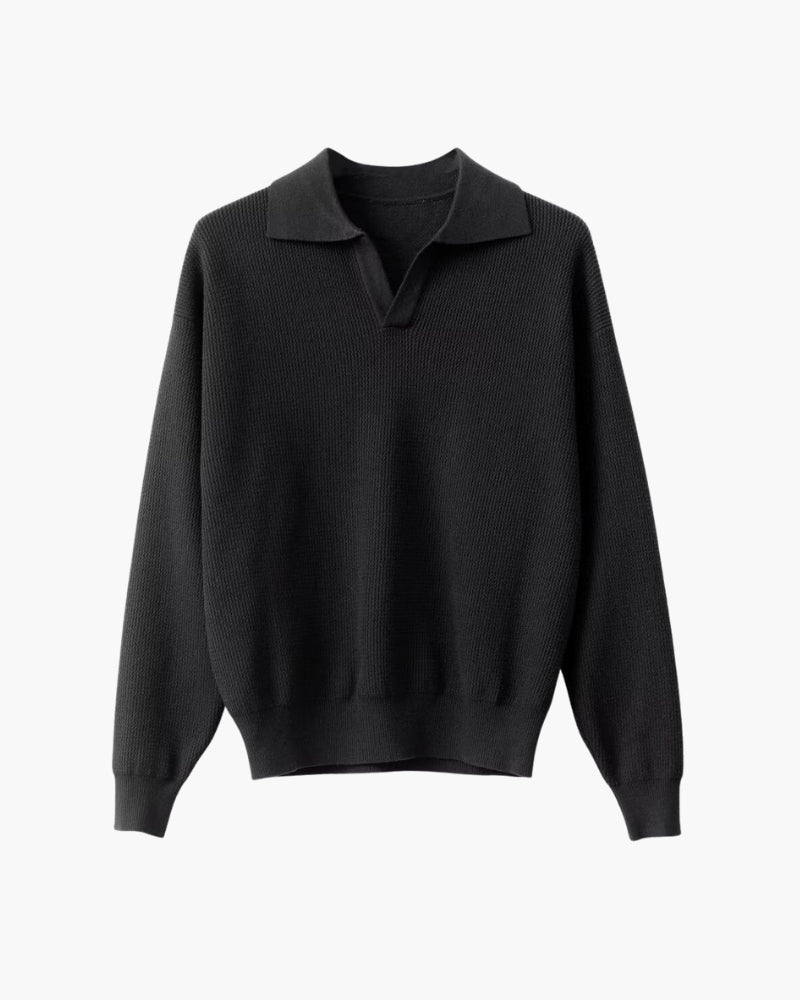 Textured Knit Polo Jumper