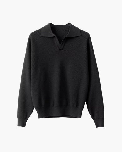 Textured Knit Polo Jumper