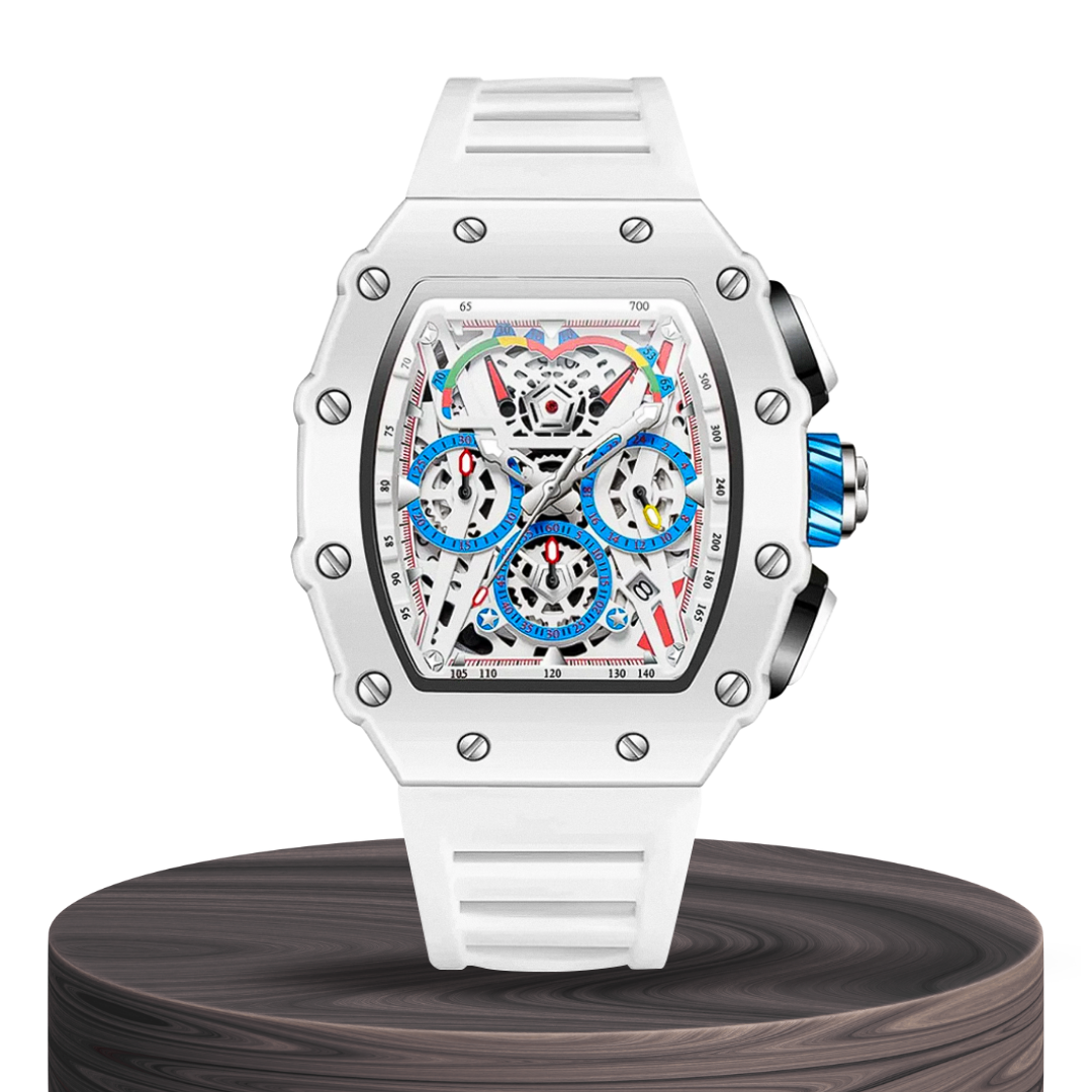 Cairo | Colour-Popped Skeleton Dial Futuristic Watch | 41mm