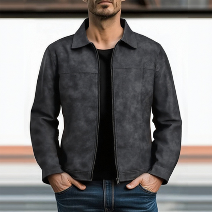 H&L Men's Classic Fashion Zipper PU Leather Jacket