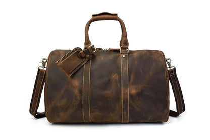 Distressed Brown Men's Leather Luggage Travel Bag Duffle