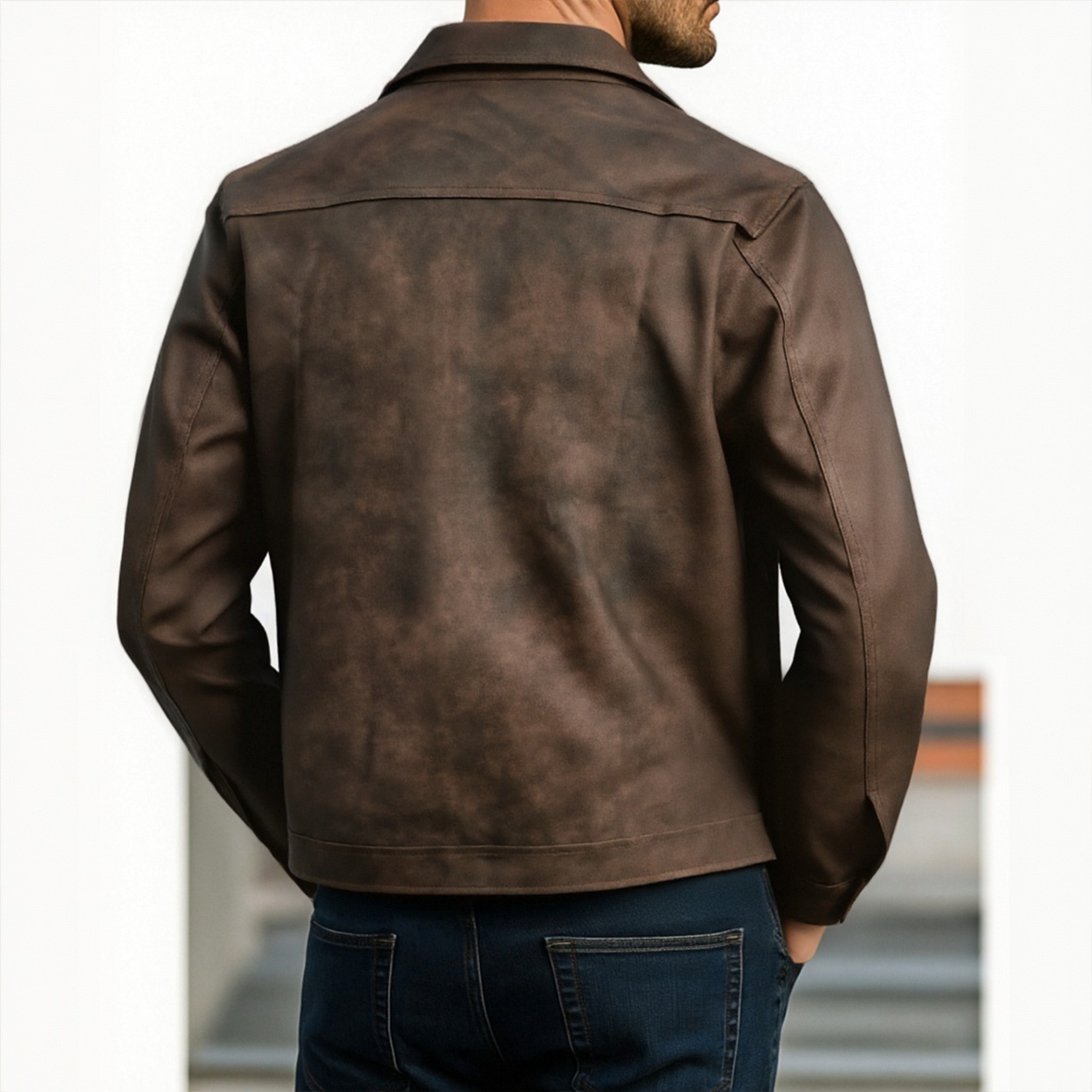 H&L Men's Classic Fashion Zipper PU Leather Jacket