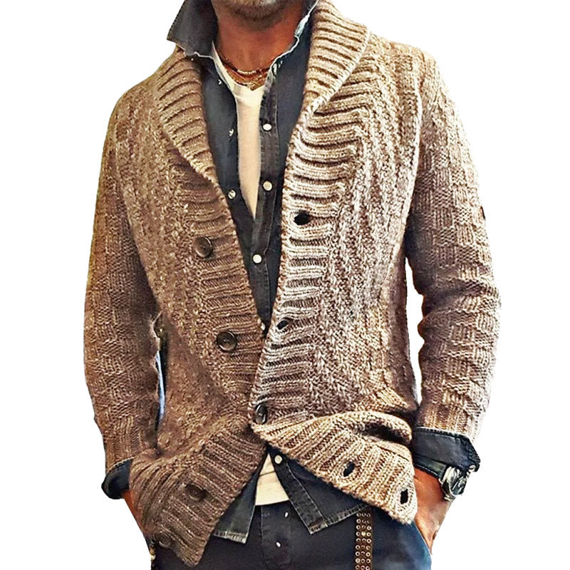 H&L MEN'S VINTAGE LAPEL KNIT CARDIGAN JACKET