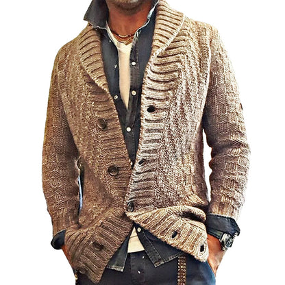 H&L MEN'S VINTAGE LAPEL KNIT CARDIGAN JACKET