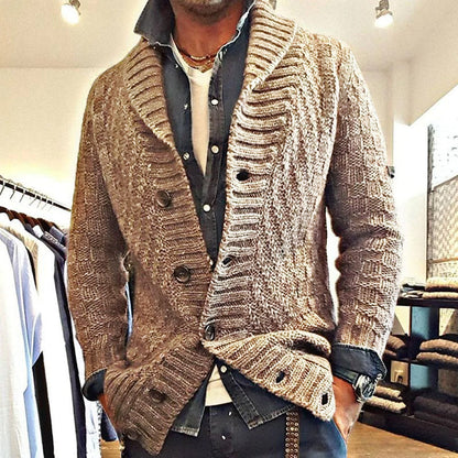 H&L MEN'S VINTAGE LAPEL KNIT CARDIGAN JACKET