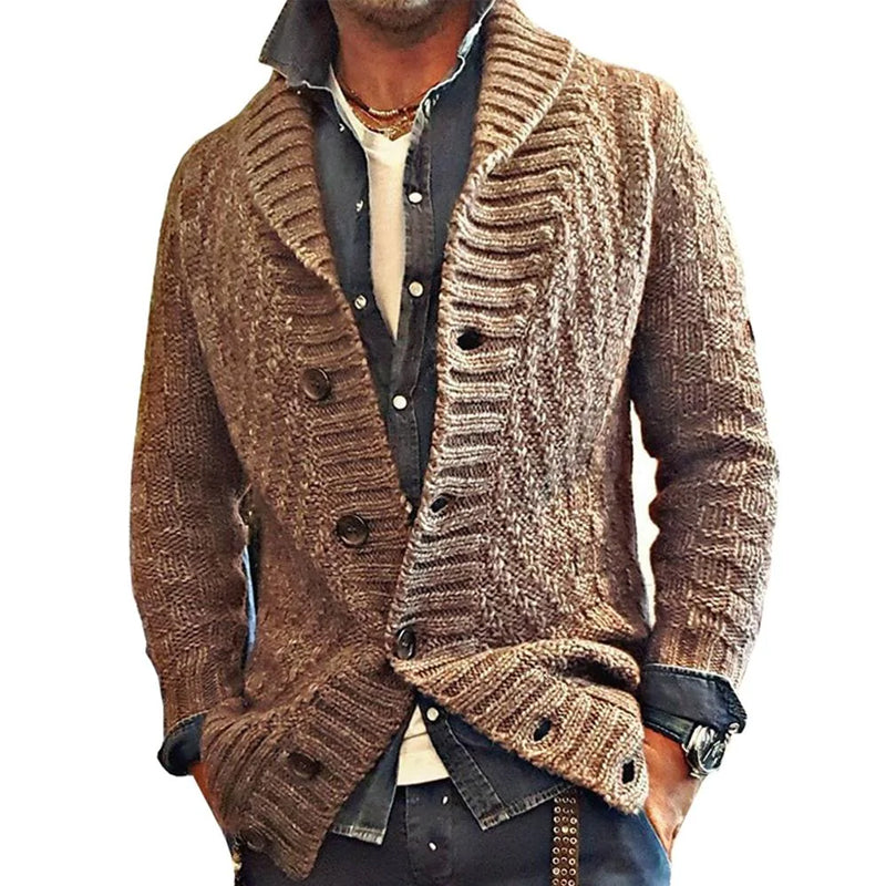 H&L MEN'S VINTAGE LAPEL KNIT CARDIGAN JACKET