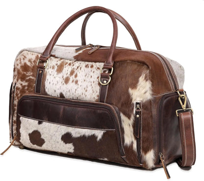 Premium Cowhide Leather Duffle Bag | Unisex Travel Weekender Bag
