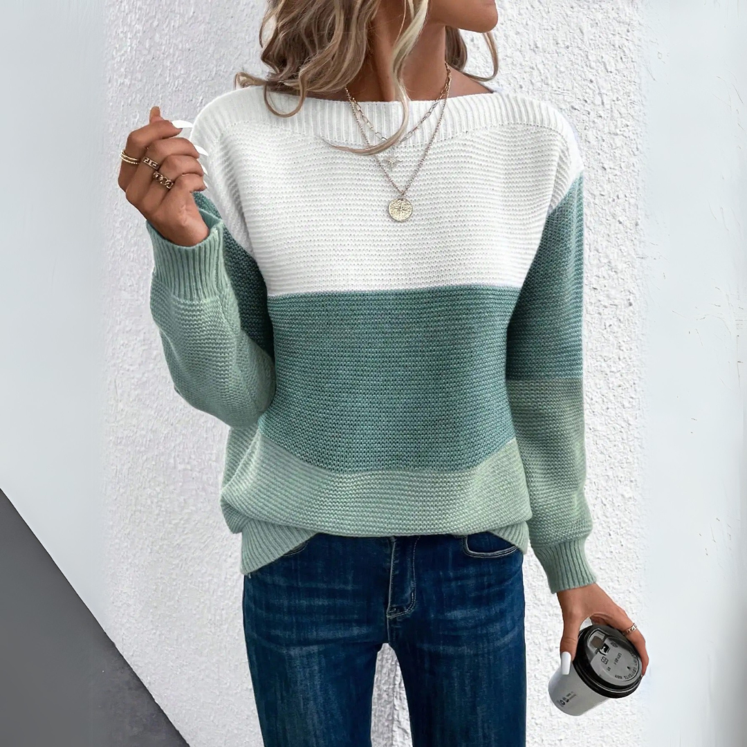 Clara | Elegant Three-Colour Patchwork Sweater