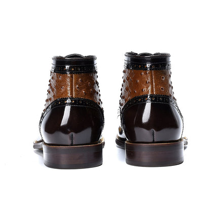 Men’s Two-Tone Leather Zipper Boots