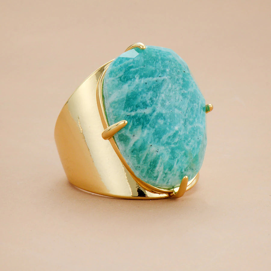 Sophisticated Amazonite Blue Goddess Ring