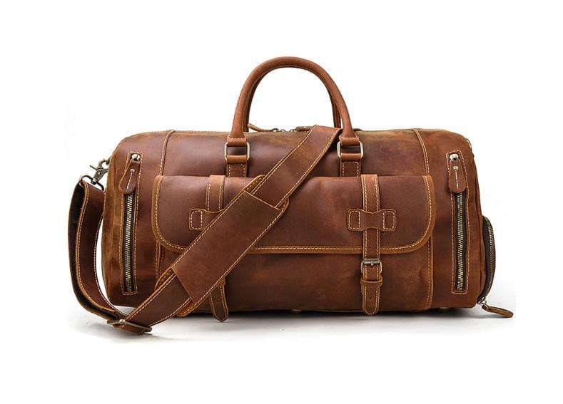 Brown Leather Weekender Bag & Travel Duffel for Men and Women